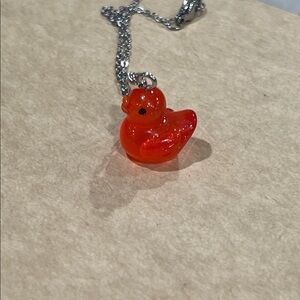 Red Duck Pendant Necklace